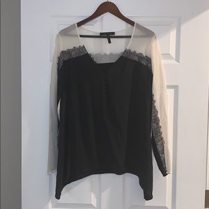 BCBG Maxazaria black/white lace tunic (size L)